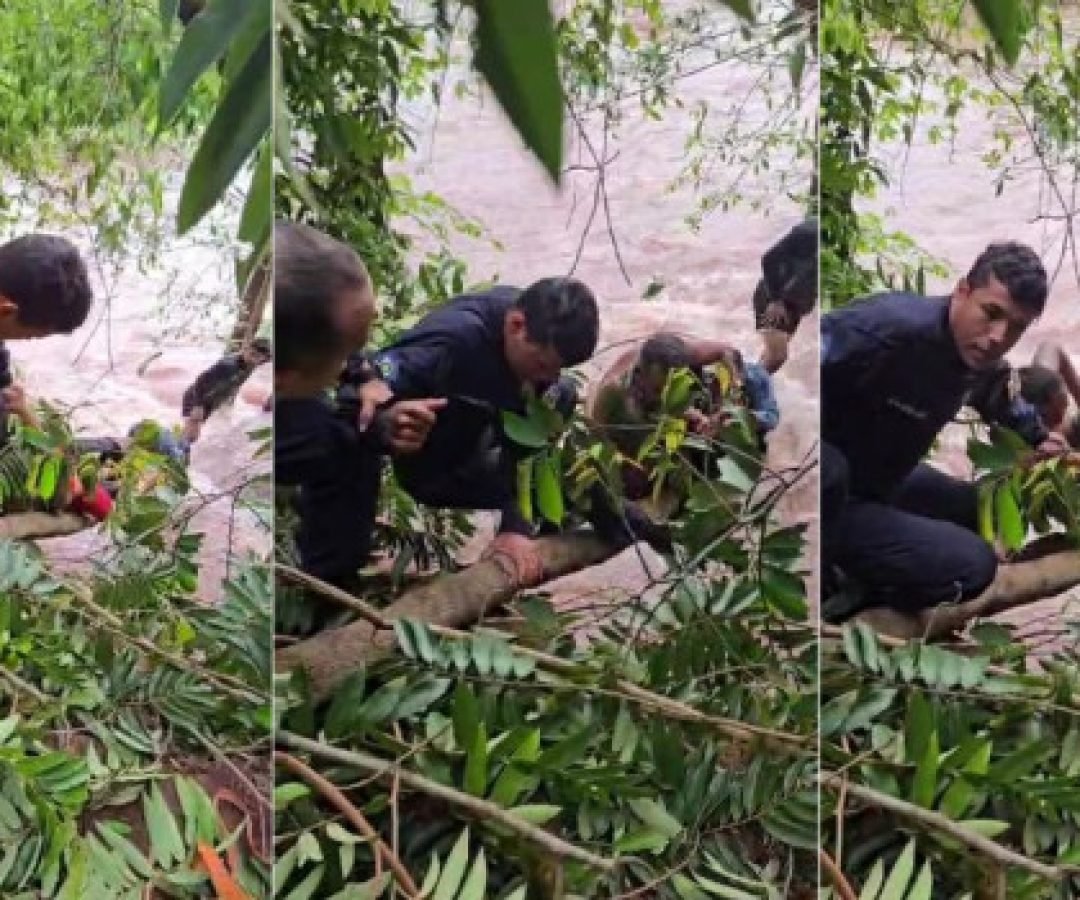 Criança de 11 anos é salva de tromba dágua por policiais em rio de Vila Bela