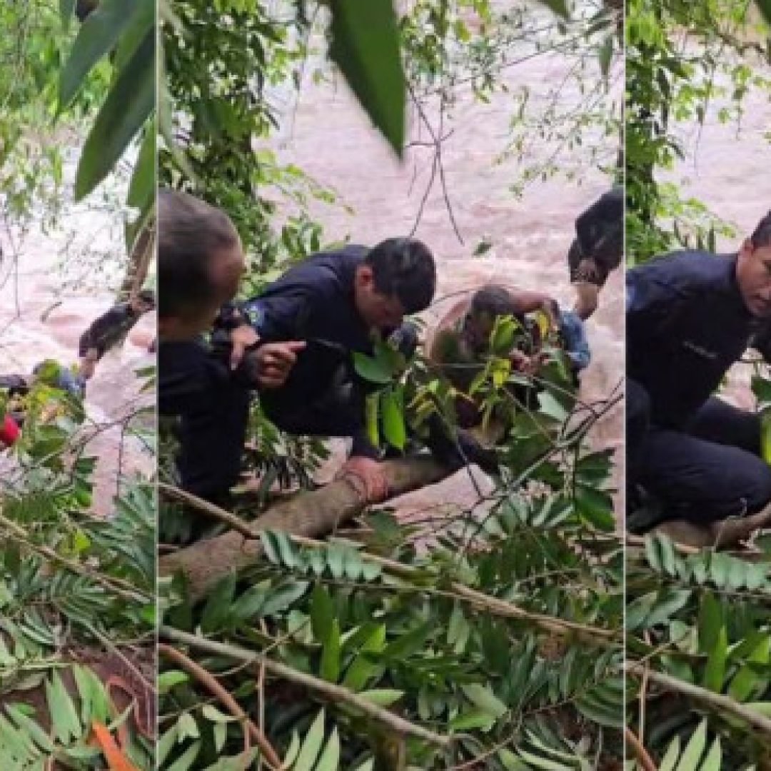Criança de 11 anos é salva de tromba dágua por policiais em rio de Vila Bela
